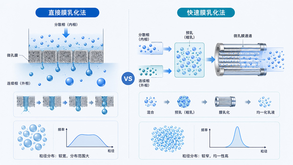 快速膜乳化法和直接膜乳化法工艺路径对比示意图.jpg
