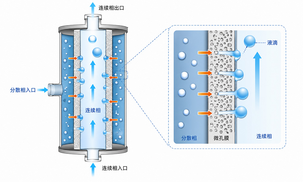直接膜乳化法中分散相穿过微孔膜形成液滴的原理示意图.jpg