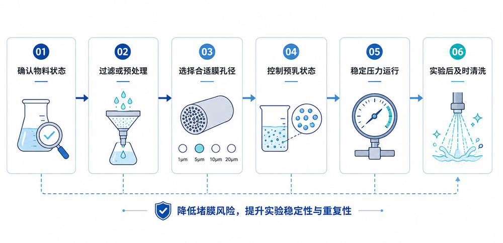 降低膜乳化实验堵膜风险的样品预处理膜孔径选择和清洗流程图.jpg